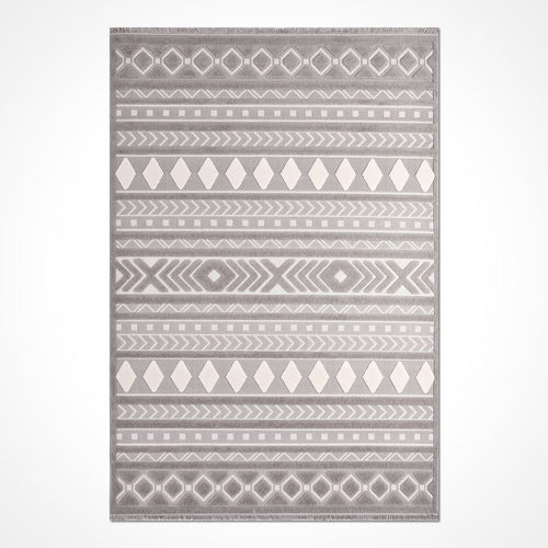 Bailey Gri Geometrik Polyester Makine Halısı Crea