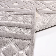 Bailey Gri Geometrik Polyester Makine Halısı Crea