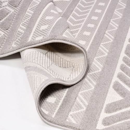 Bailey Gri Geometrik Polyester Makine Halısı Crea