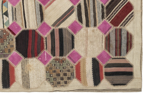 Teselya Bej Patchwork Yün El Dokuma Halısı 161 x 299 Apex Unique