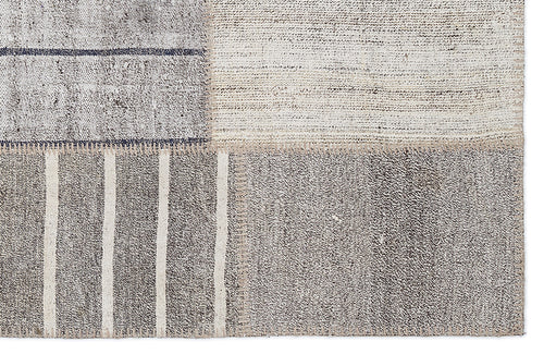 Teselya Bej Çizgili Yün El Dokuma Halısı 160 x 230 Apex Unique