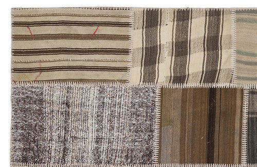 Teselya Bej Çizgili Yün El Dokuma Halısı 160 x 230 Apex Unique