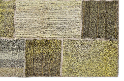 Teselya Sarı Patchwork Yün El Dokuma Halısı 160 x 230 Apex Unique