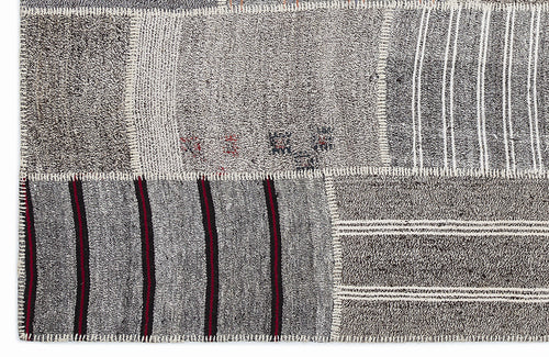 Teselya Gri Çizgili Yün El Dokuma Halısı 160 x 230 Apex Unique