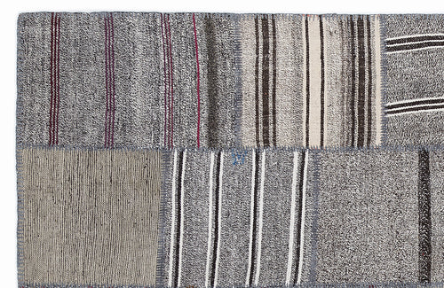 Teselya Bej Çizgili Yün El Dokuma Halısı 160 x 230 Apex Unique