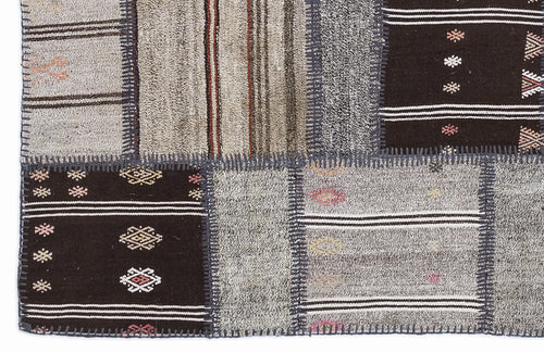 Teselya Kahverengi Çizgili Yün El Dokuma Halısı 160 x 230 Apex Unique