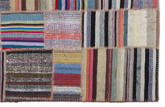 Teselya Bej Çizgili Yün El Dokuma Halısı 160 x 230 Apex Unique