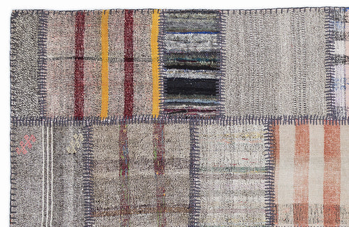 Teselya Bej Çizgili Yün El Dokuma Halısı 160 x 230 Apex Unique