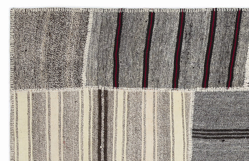 Teselya Bej Çizgili Yün El Dokuma Halısı 160 x 230 Apex Unique
