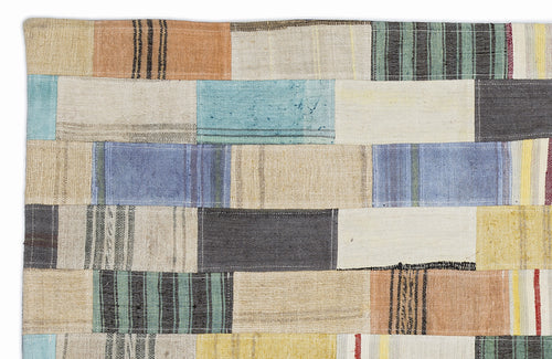 Teselya Bej Patchwork Yün El Dokuma Halısı 120 x 180 Apex Unique