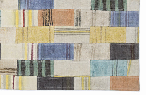 Teselya Bej Patchwork Yün El Dokuma Halısı 120 x 180 Apex Unique