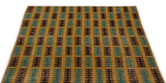 Atina Sarı Eskitme Yün El Dokuma Halısı 111 x 140 Apex Unique