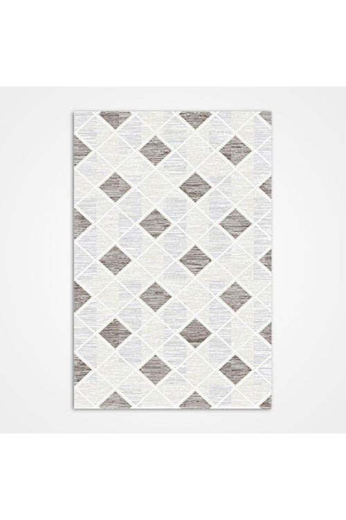 Jayleen Gri Geometrik Polyester Makine Halısı Crea