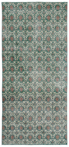 Atina Yeşil Eskitme Yün El Dokuma Halısı 117 x 250 Apex Unique