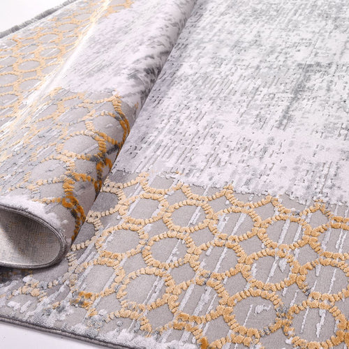 Rose Gri Çerçeveli Akrilik Triko Makine Halısı Crea