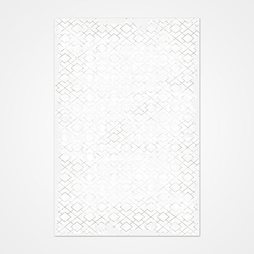 Nalani Beyaz Geometrik Polyester Makine Halısı Crea