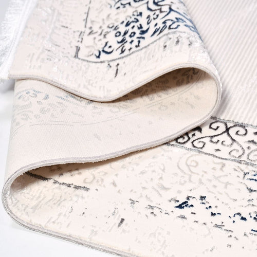 Oaklee Bej Çerçeveli Polyester Makine Halısı Crea