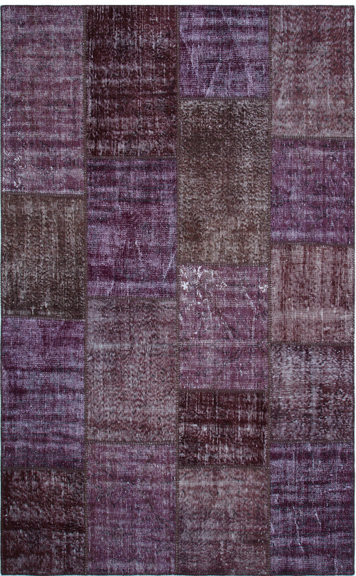 Moosburg Mor Patchwork Yün El Dokuma Halısı 80 x 150 Eko