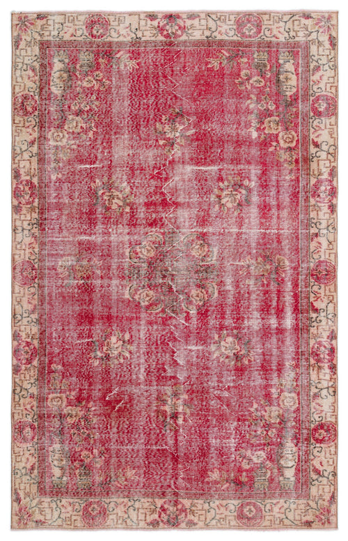 Atina Kırmızı Çerçeveli Yün El Dokuma Halısı 165 x 266 Apex Unique