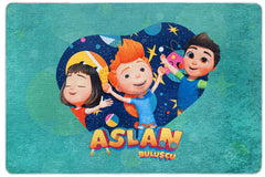 TRT Çocuk Aslan Çizgi Film Karakteri Turkuaz  Dijital Baskı Çocuk Halısı