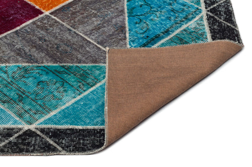 Iskece Bej Patchwork Yün El Dokuma Halısı 193 x 311 Apex Unique