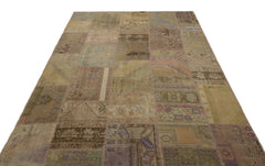 Iskece Bej Patchwork Yün El Dokuma Halısı 185 x 274 Apex Unique