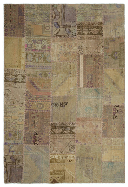 Iskece Bej Patchwork Yün El Dokuma Halısı 185 x 274 Apex Unique