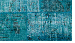 Iskece Turkuaz Eskitme Yün El Dokuma Halısı 083 x 147 Apex Unique