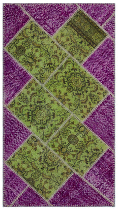 Iskece Mor Patchwork Yün El Dokuma Halısı 084 x 153 Apex Unique