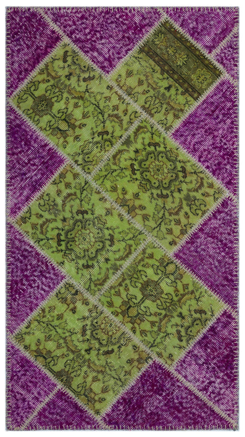 Iskece Mor Patchwork Yün El Dokuma Halısı 084 x 153 Apex Unique