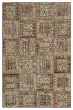 Iskece Kahverengi Eskitme Yün El Dokuma Halısı 160 x 242 Apex Unique