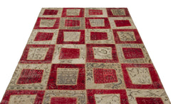 Iskece Kırmızı Eskitme Yün El Dokuma Halısı 160 x 233 Apex Unique