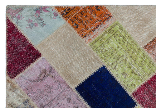 Iskece Bej Patchwork Yün El Dokuma Halısı 160 x 230 Apex Unique