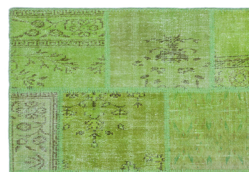 Iskece Yeşil Eskitme Yün El Dokuma Halısı 160 x 230 Apex Unique