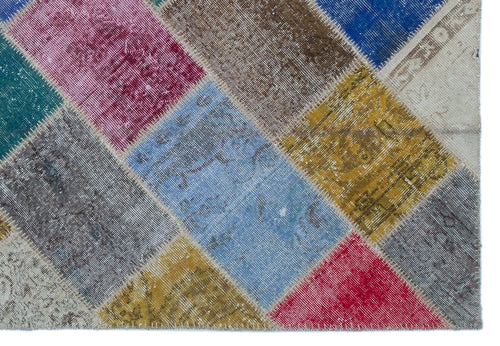 Iskece Bej Patchwork Yün El Dokuma Halısı 160 x 230 Apex Unique