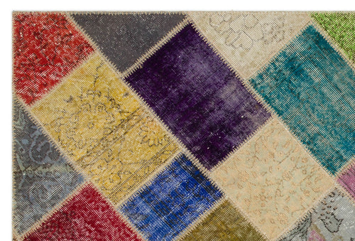 Iskece Bej Patchwork Yün El Dokuma Halısı 160 x 230 Apex Unique