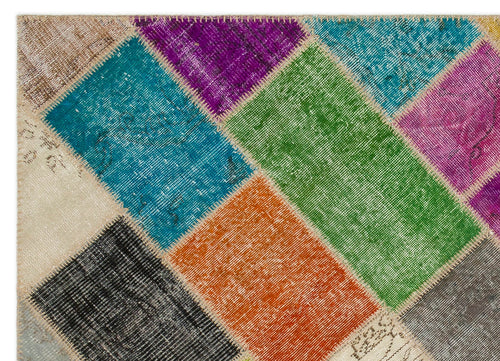 Iskece Bej Patchwork Yün El Dokuma Halısı 160 x 230 Apex Unique