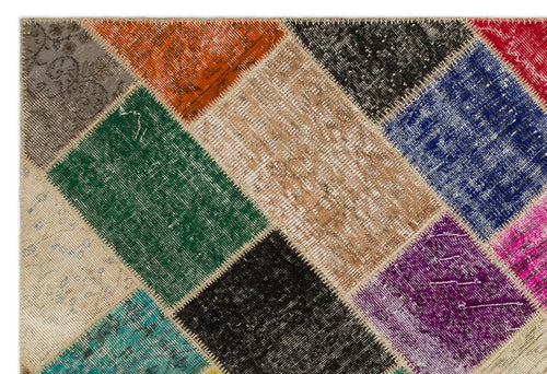 Iskece Bej Patchwork Yün El Dokuma Halısı 160 x 230 Apex Unique