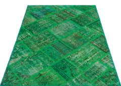 Iskece Yeşil Eskitme Yün El Dokuma Halısı 120 x 180 Apex Unique