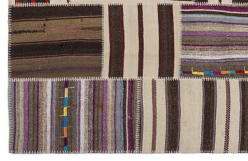 Teselya Bej Çizgili Yün El Dokuma Halısı 160 x 230 Apex Unique