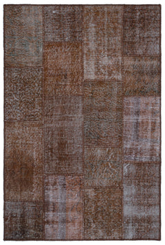 Iskece Kahverengi Eskitme Yün El Dokuma Halısı 120 x 180 Apex Unique