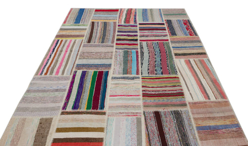 Teselya Bej Çizgili Yün El Dokuma Halısı 190 x 278 Apex Unique