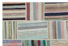 Teselya Bej Çizgili Yün El Dokuma Halısı 188 x 278 Apex Unique