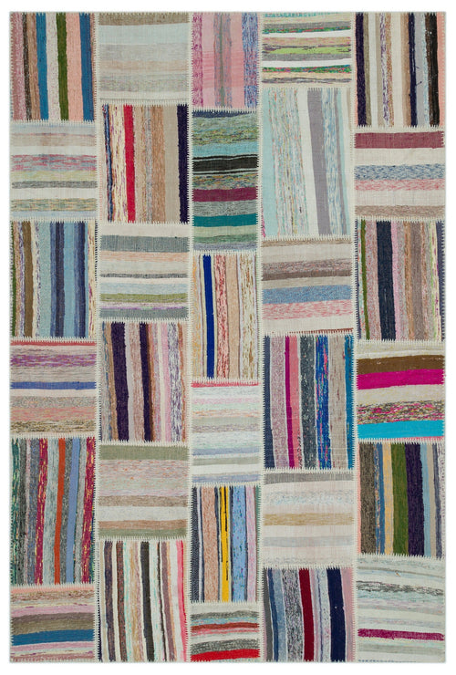 Teselya Bej Çizgili Yün El Dokuma Halısı 188 x 278 Apex Unique