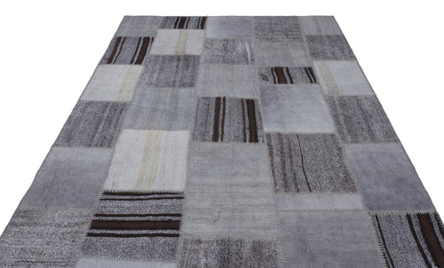 Teselya Gri Patchwork Yün El Dokuma Halısı 200 x 300 Apex Unique