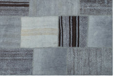 Teselya Gri Patchwork Yün El Dokuma Halısı 200 x 300 Apex Unique