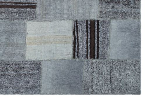 Teselya Gri Patchwork Yün El Dokuma Halısı 200 x 300 Apex Unique