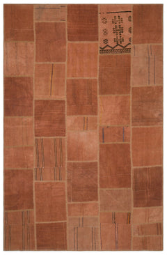 Teselya Turuncu Patchwork Yün El Dokuma Halısı 198 x 301 Apex Unique