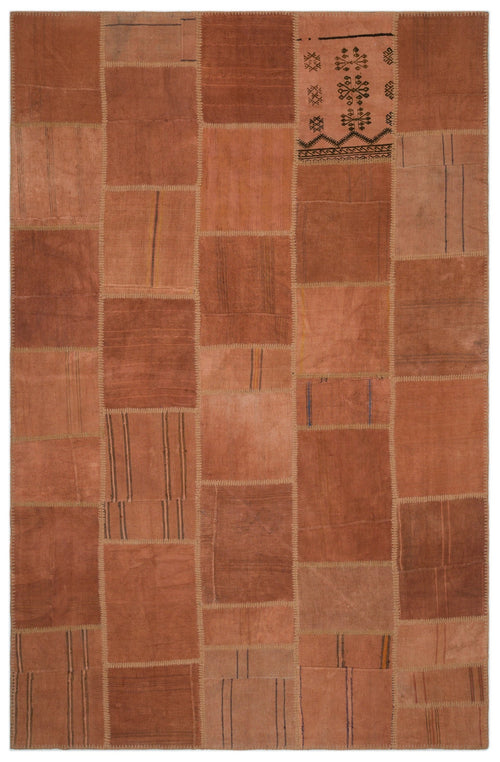 Teselya Turuncu Patchwork Yün El Dokuma Halısı 198 x 301 Apex Unique