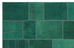 Teselya Yeşil Patchwork Yün El Dokuma Halısı 193 x 302 Apex Unique
